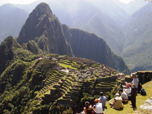 Looking out across the lost Inca citadel of Machu Picchu