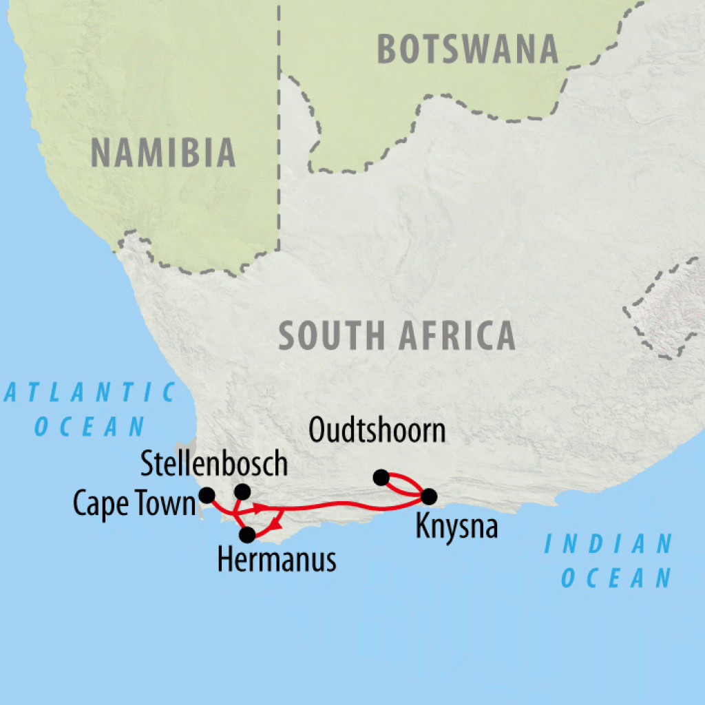 Cape Town & the Garden Route - 8 days map