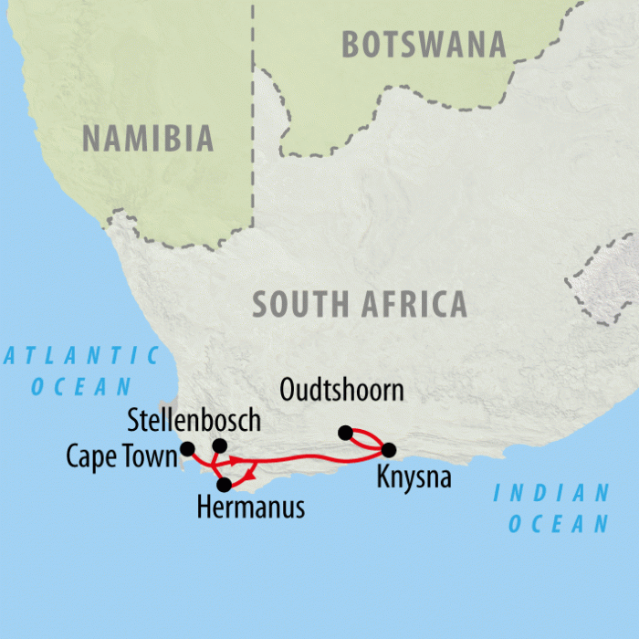 tourhub | On The Go Tours | Cape Town & the Garden Route - 8 days | Tour Map