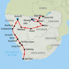 Cape to Falls - 22 days Map