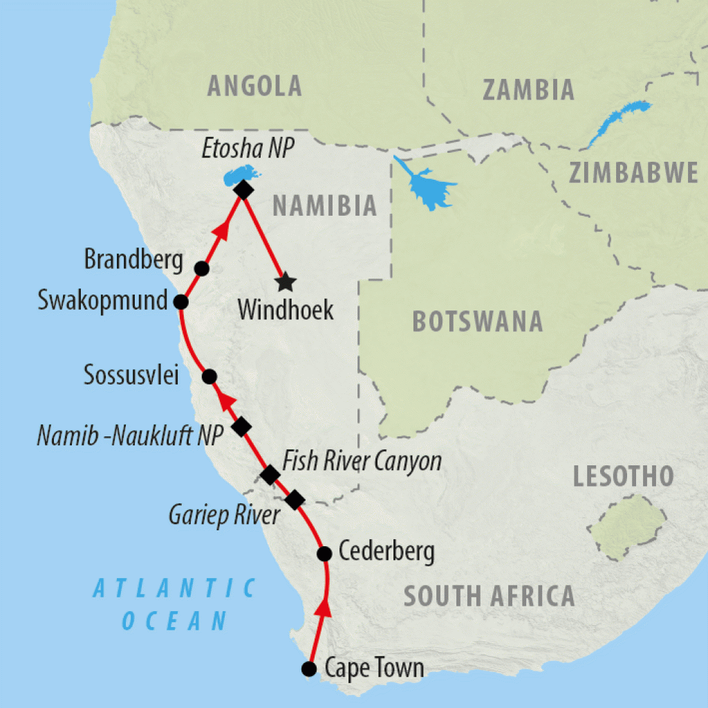 Cape to Namibia - 14 days map