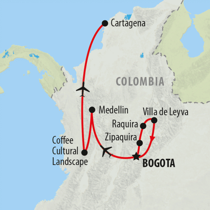 tourhub | On The Go Tours | Capital to Cartagena - 10 days | Tour Map