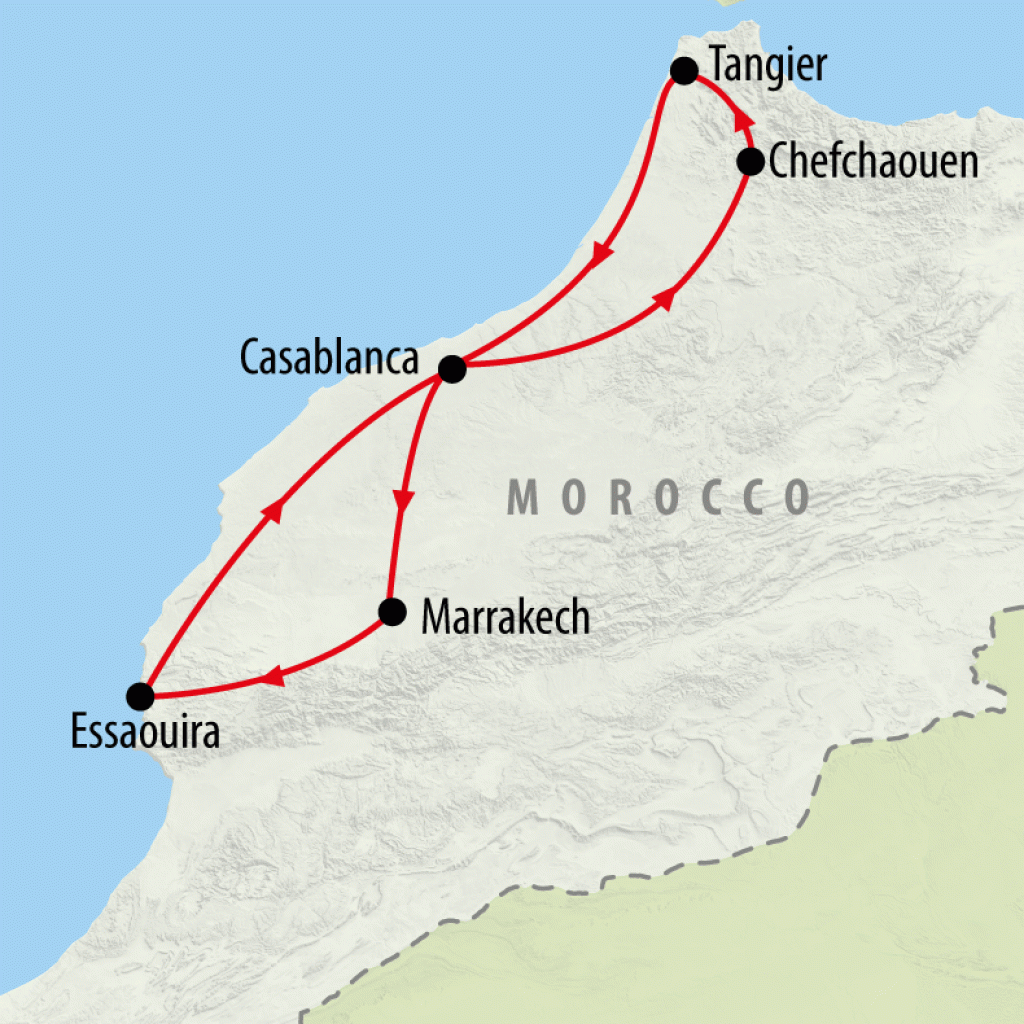 Casablanca & Coast with Chefchaouen - 9 days Map