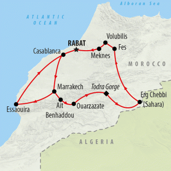Casablanca to Essaouira - 13 days map