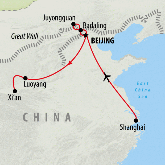 tourhub | On The Go Tours | Shanghai, Beijing & Beyond - 9 days | Tour Map