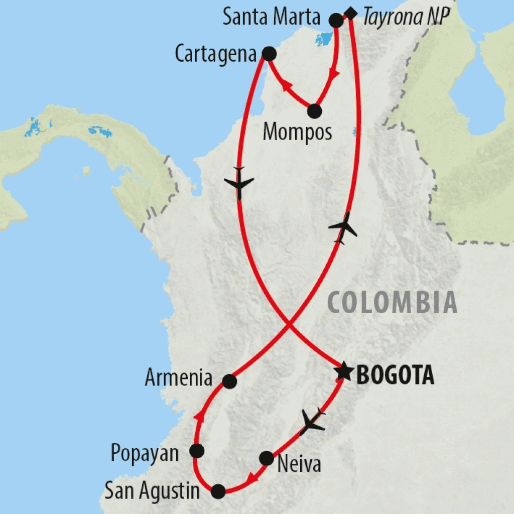 Classic Colombia - 16 days map