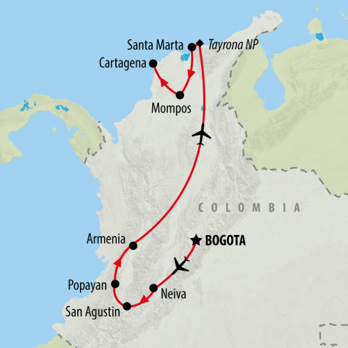 tourhub | On The Go Tours | Classic Colombia - 16 days | Tour Map