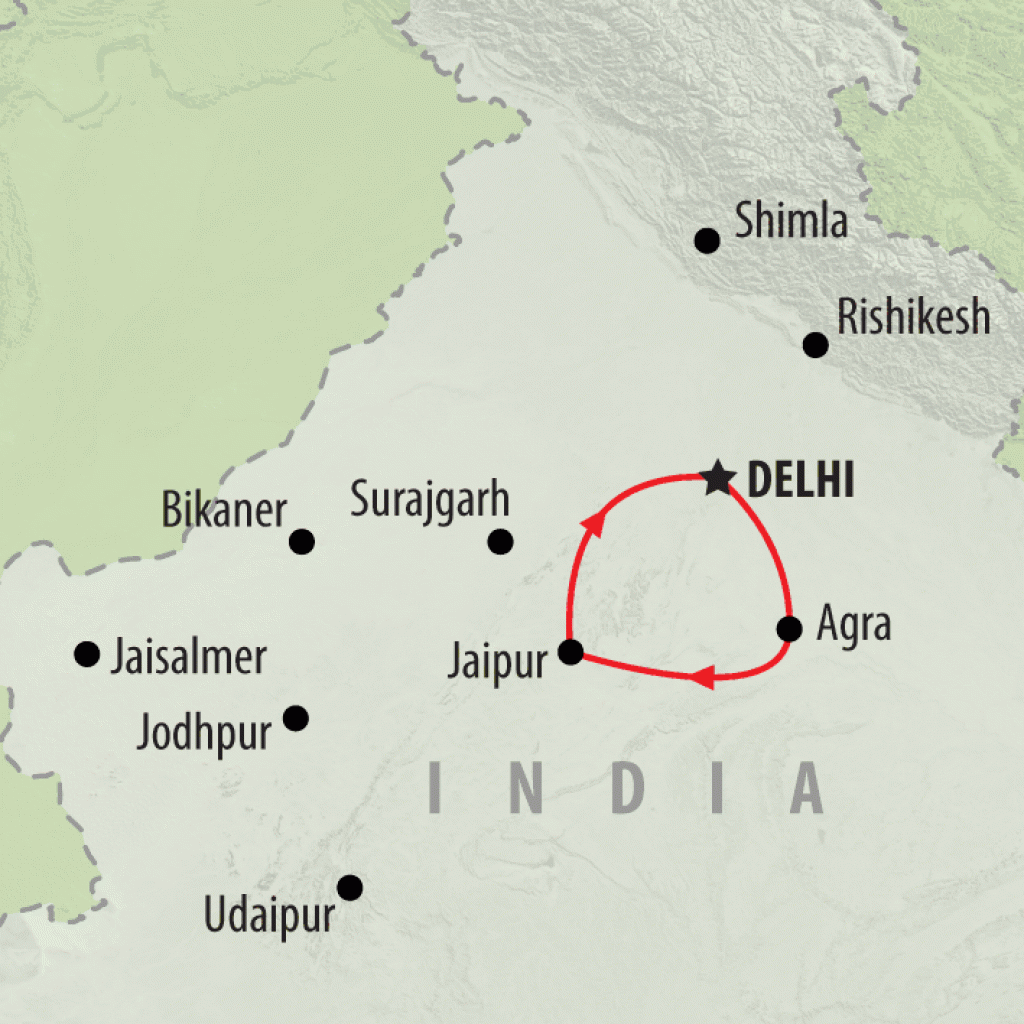 Golden Triangle of India - 9 days map