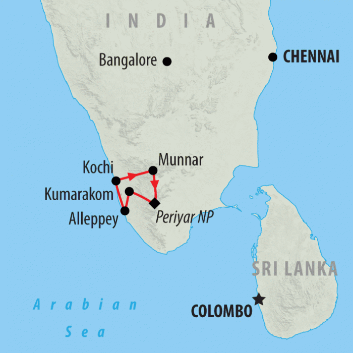 tourhub | On The Go Tours | Classic Kerala - 9 Days | Tour Map