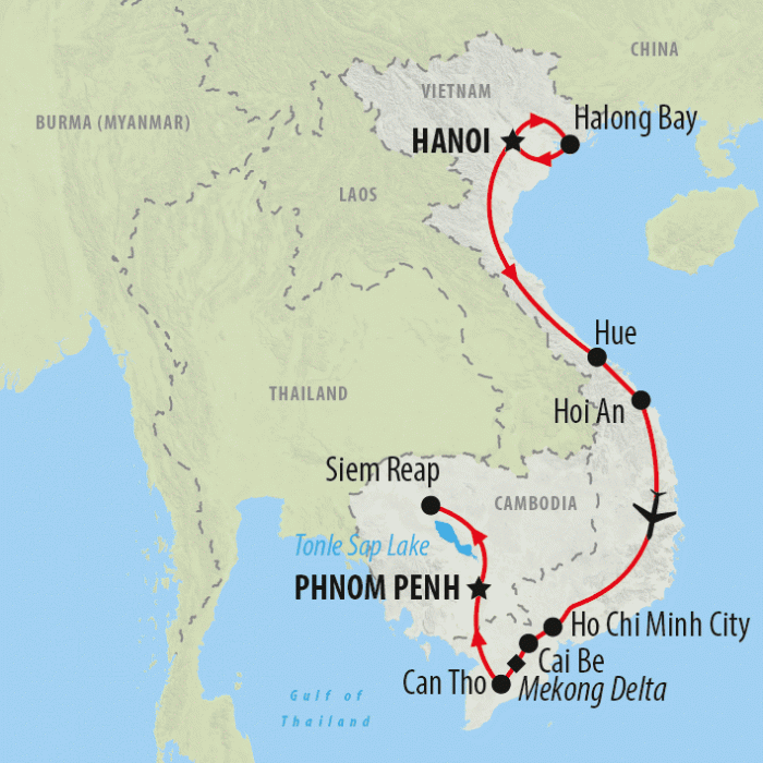 tourhub | On The Go Tours | Classic Vietnam & Cambodia - 16 days | Tour Map