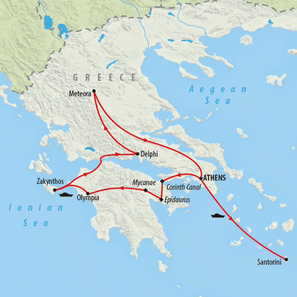 Classical Greece & Idyllic Islands - 12 Days map
