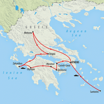 Classical Greece & Idyllic Islands - 12 Days map