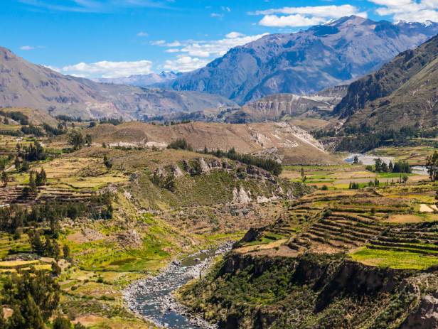 Man standing at the edge of a cliff in the Colca Canyon