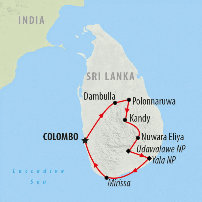 tourhub | On The Go Tours | Wild About Sri Lanka - 10 days | Tour Map