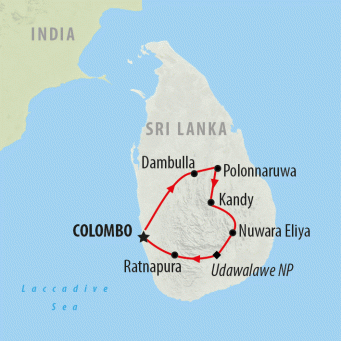 Colombo, Caves & Kandy - 8 days map