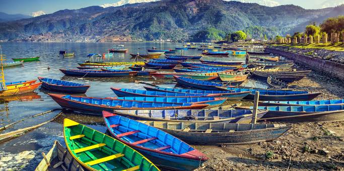 Colourful boats on Lake Phewa in Pokara | Nepal