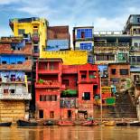 Colourful buildings on the River Ganges | India