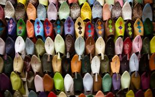 Colourful shoes in a Fes market - Morocco Tours - On The Go Tours
