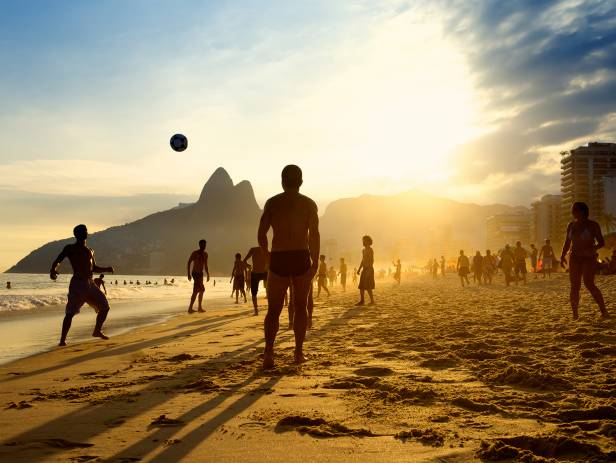 The sweeping bay of Ipanema beach in Rio de Janeiro