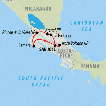 Costa Rica Adventure & Beach - 11 Days map