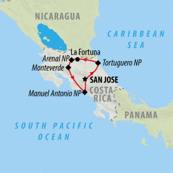 Costa Rica Encompassed - 14 days map