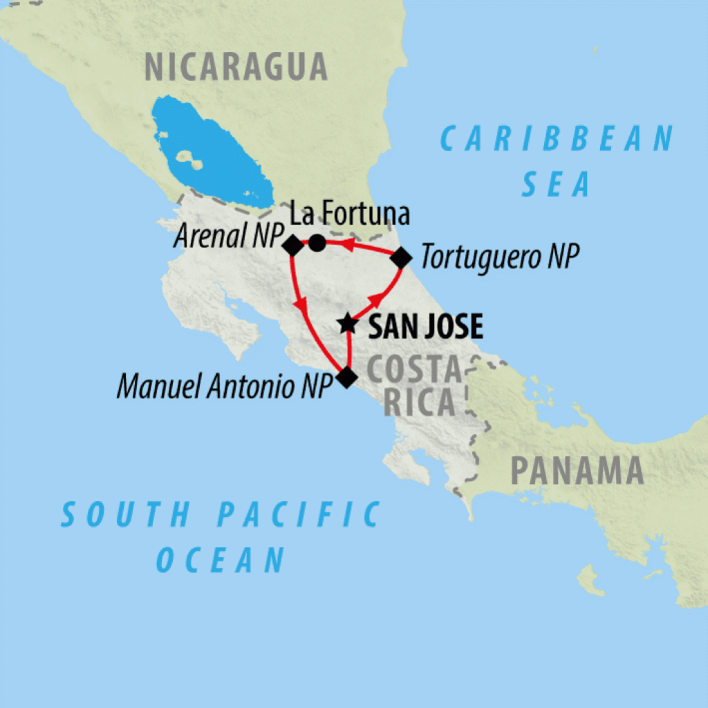 Costa Rica Express - 7 days map