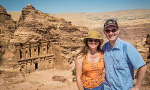 Couple in front of Petra - Jordan Tours - On The Go Tours copy