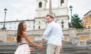 Couple on Spanish Steps - Rome - Italy