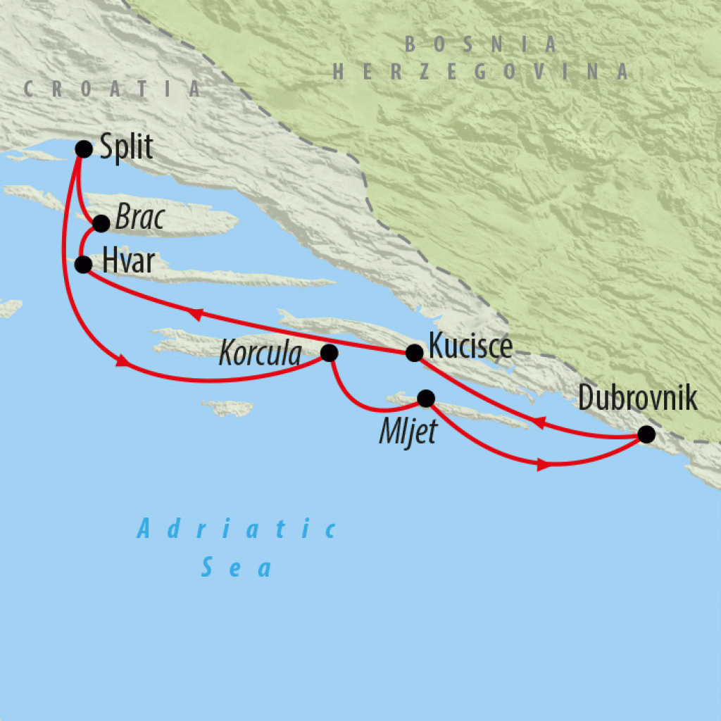 Creme de la Croatia Deluxe - 8 days map