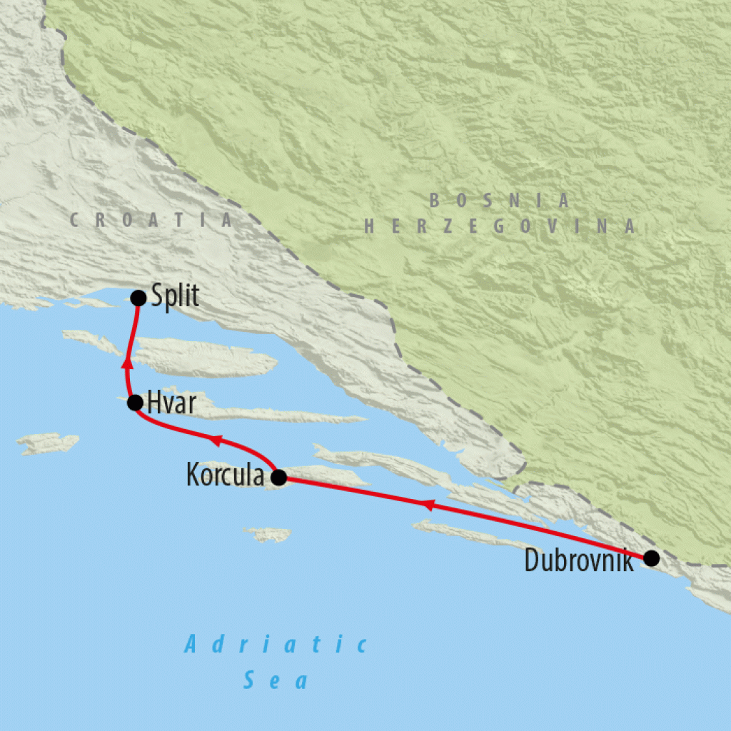 Croatia Island Hop & Stop - 8 days map