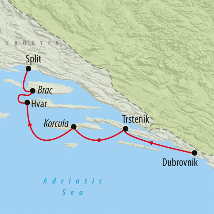 tourhub | On The Go Tours | Croatia Island Express Premium - 6 Days | Tour Map