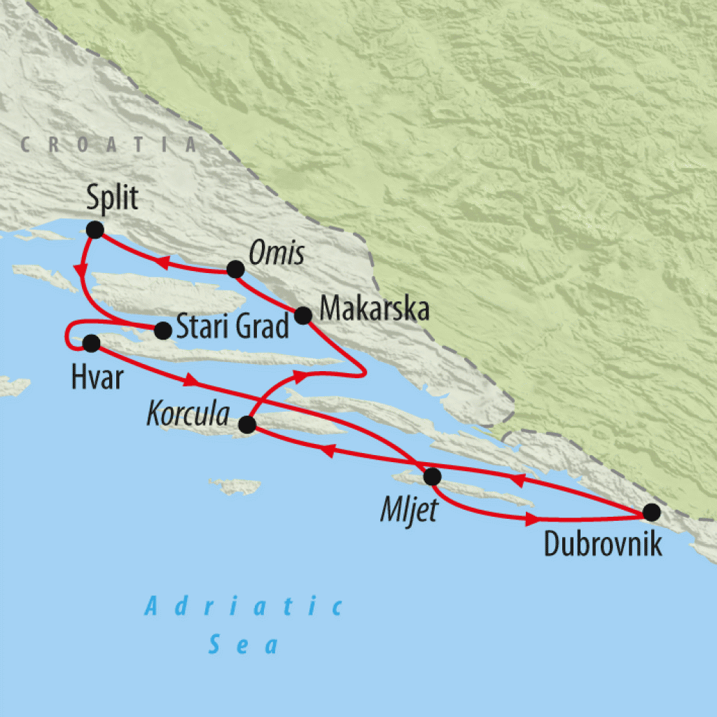 Croatia Sailing Adventure - 8 days map