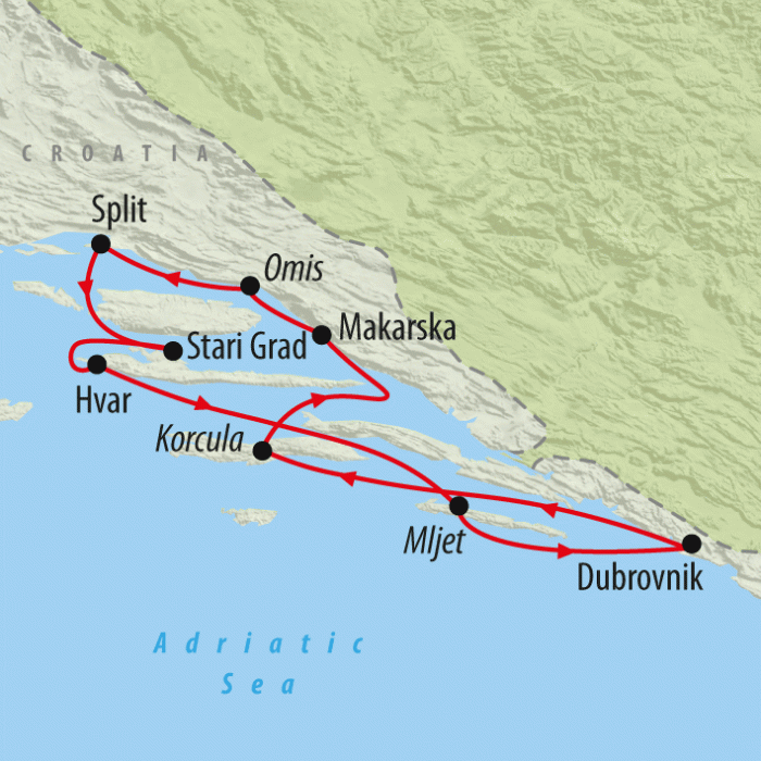 tourhub | On The Go Tours | Croatia Sailing Adventure - 8 days | 2025/CSADT | Route Map