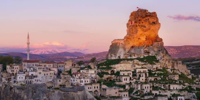 Ortahisar rock castle at sunset | Cappadocia | Turkey