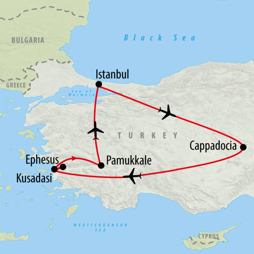 Cultural Triangle of Turkey - 8 days map
