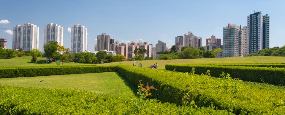 The cityscape in Curitiba dominating the skyline