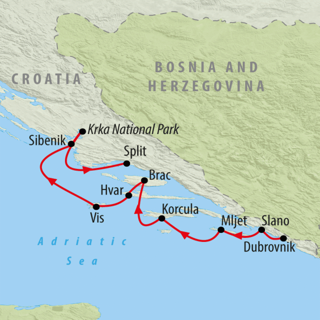 Dalmatian Islands - 8 Days map