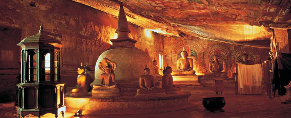 A stupa in one of the Dambulla caves