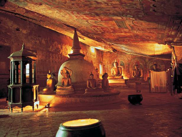 A stupa in one of the Dambulla caves