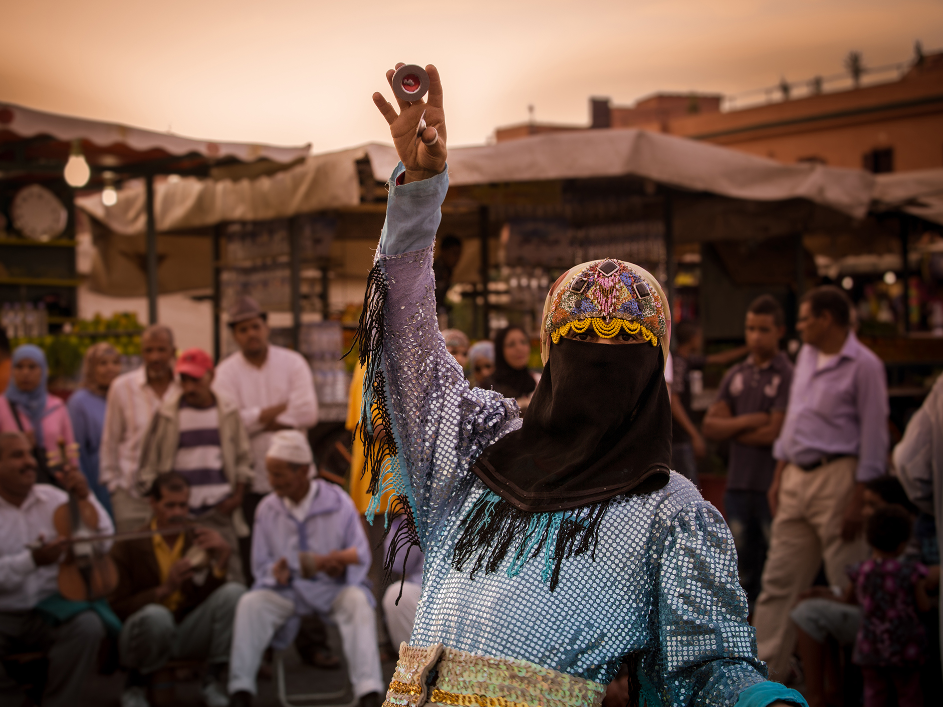 A dancer in Djemaa el Fna square, Marrakech, Morocco
