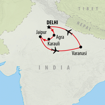 Delhi, Palaces, Ganges - 10 days map