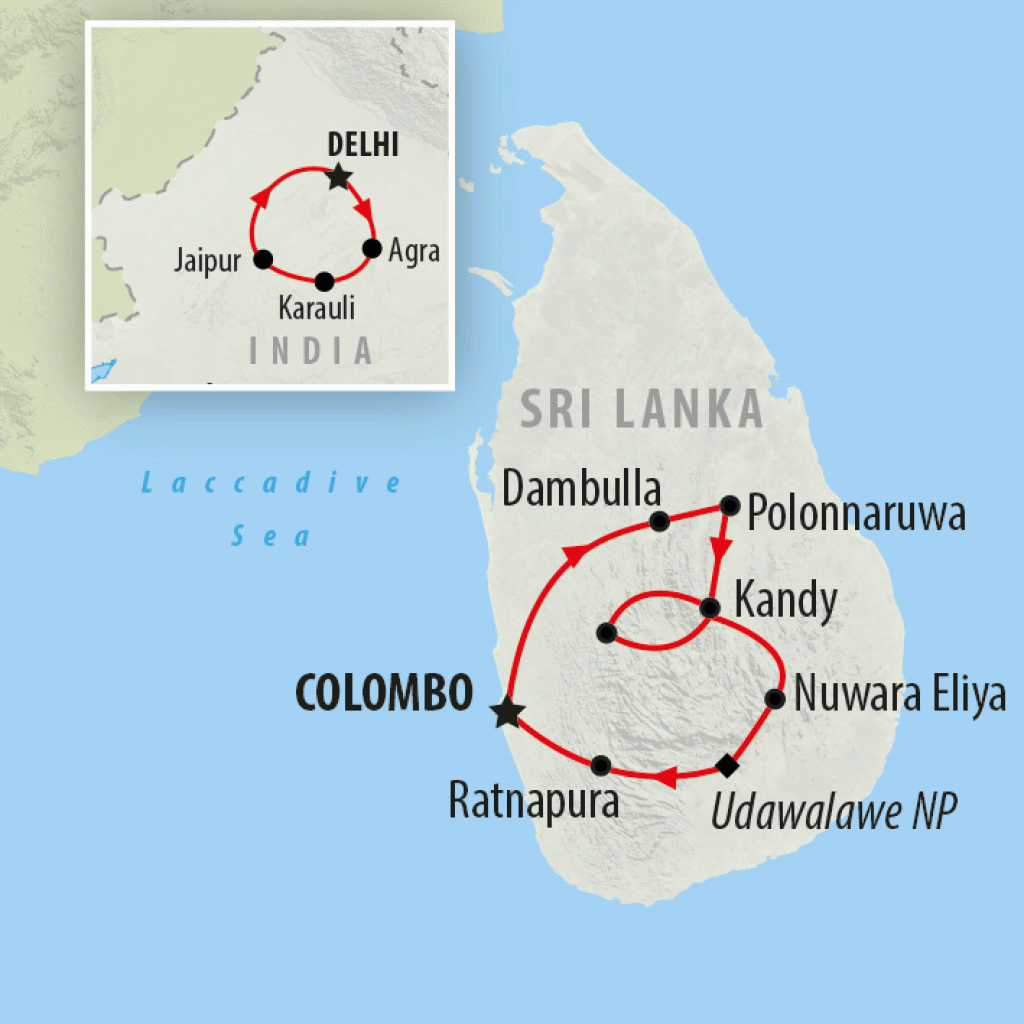 Delhi to Colombo - 15 days map