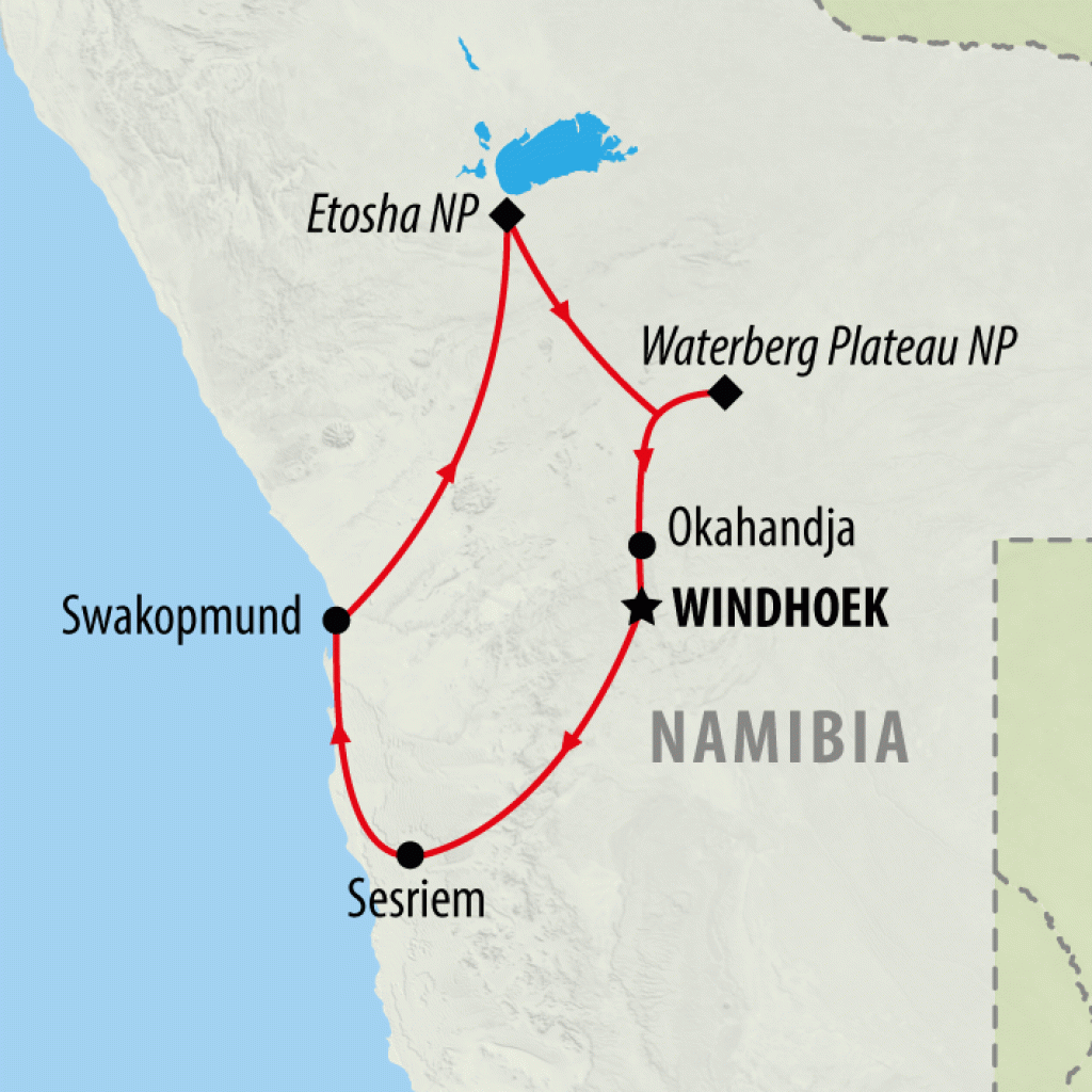 Discover Namibia Self Drive - 9 days map