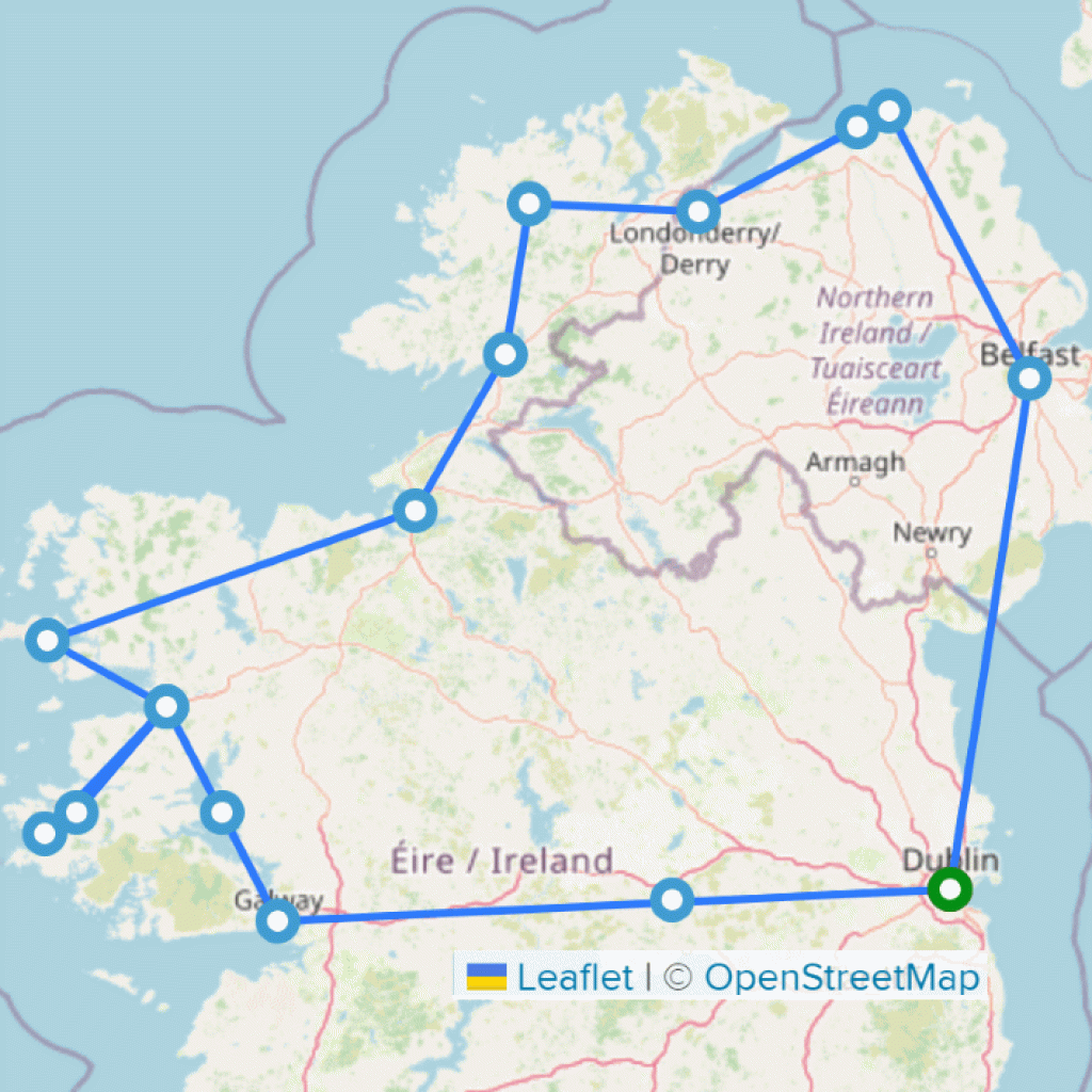 Dublin, Northern Ireland & Galway - 5 days map