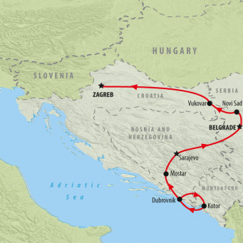 Dubrovnik to Zagreb Explorer - 8 days map
