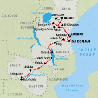 East Africa Explorer (Accommodated) - 24 days  map