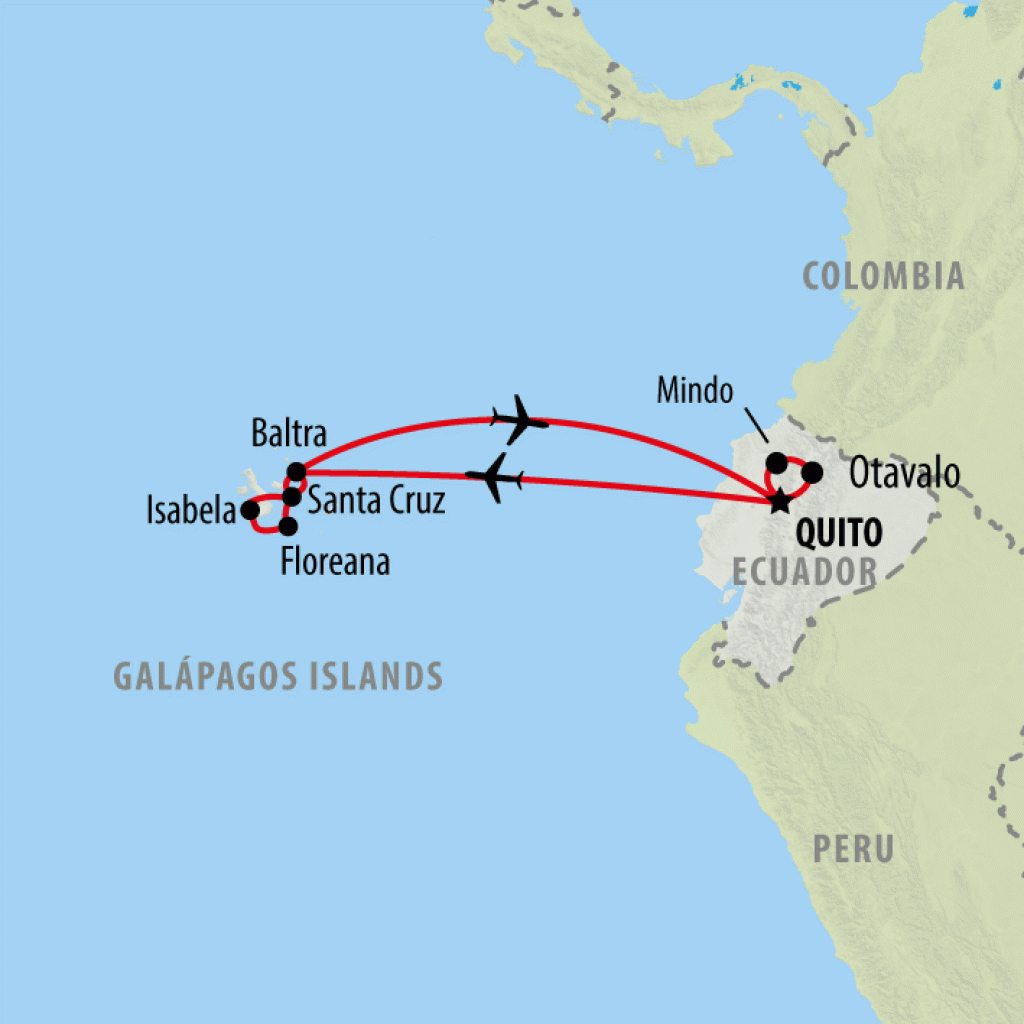Ecuador & Galapagos Island Hopping - 12 days map