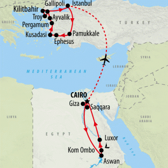 Egypt & Anzac  Explorer - 17 days map