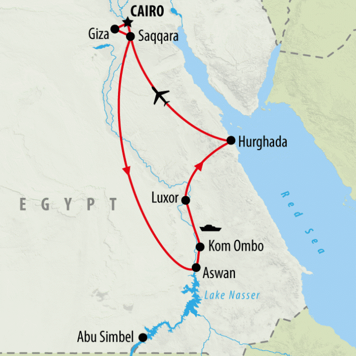 tourhub | On The Go Tours | Egypt Explorer, Nile Cruise & Coast - 13 days | Tour Map