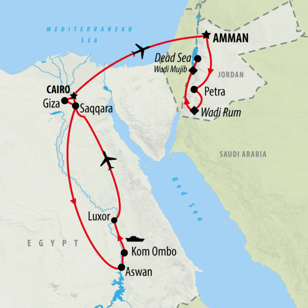 Egypt & Jordan Discovery - 14 days map